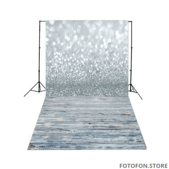 Вініловий фон Стіна Підлога "Срібні блискітки та дерев'яна підлога"