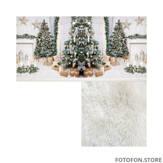 Вініловий кутовий фотофон 3D "Шикарні Різдвяні Декорації"