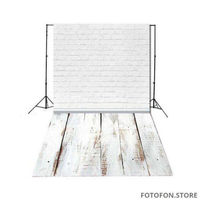 Фотофон універсальний Біла цегла та дерев'яна підлога