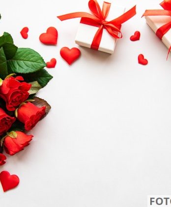 Vinilovyj fon dlja predmetnoj s#emki Krasnye rozy i podarochnye korobki