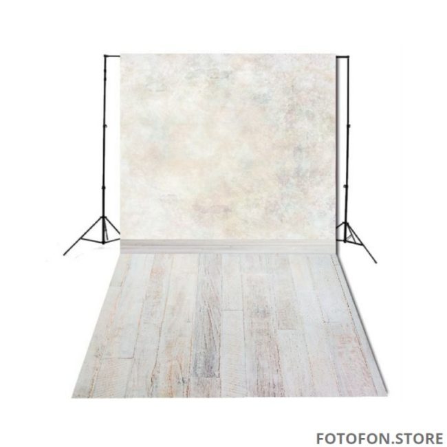 Вініловий фотофон для студійної зйомки Стіна Підлога Бежева стіна та дерево