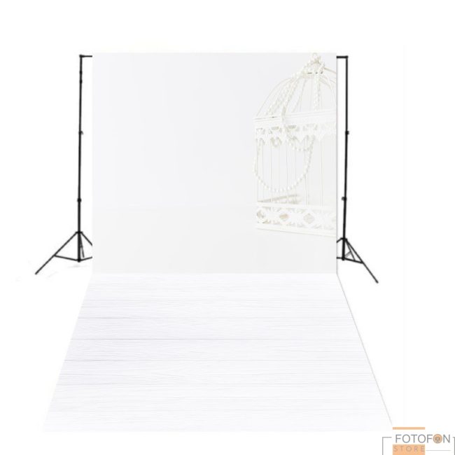 Фотофон Стіна Підлога "Бежева стіна з декоративною кліткою з намистинами"