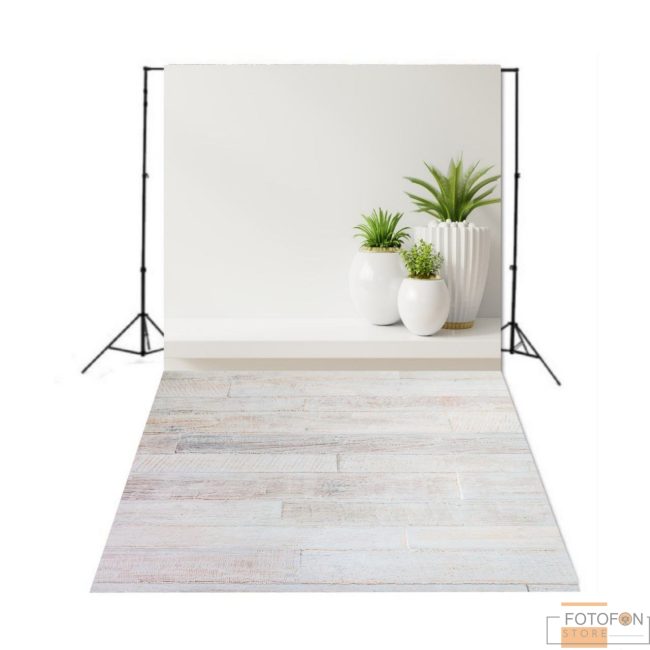 Фотофон Стіна Підлога "Бежева стіна з квітами"