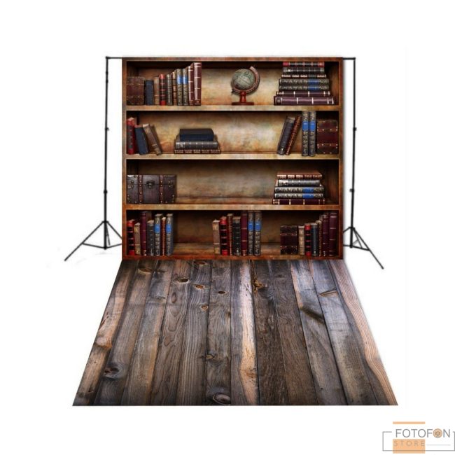 Фотофон Стіна Підлога для школи, садка "Дерев'яні книжкові полиці"