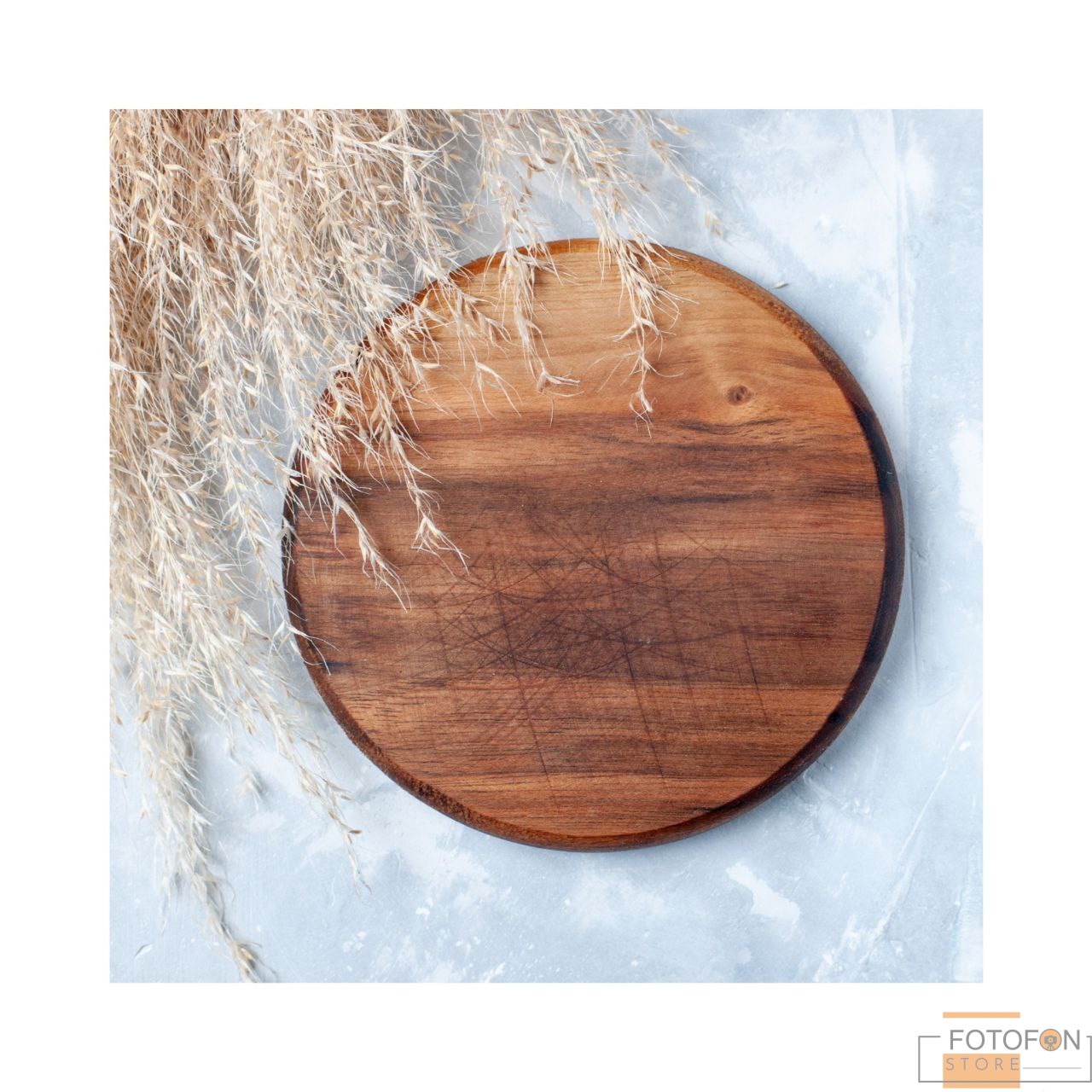 Фотофон, вініловий фон для предметної зйомки Round Wooden Cutting Board