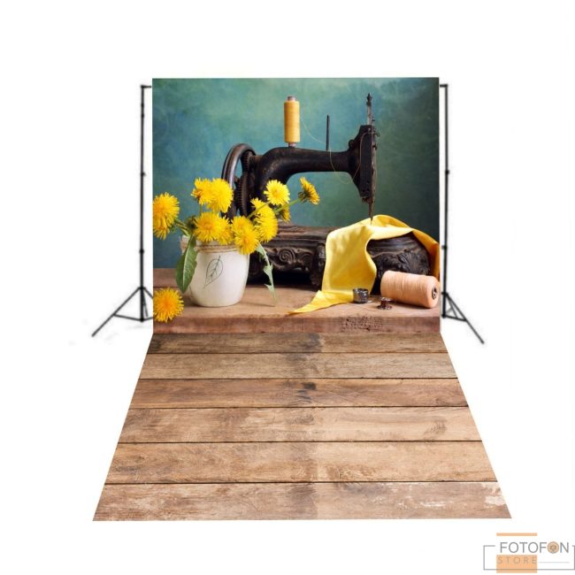 Вініловий фон Стіна Підлога для Handmade та рукодільниць Швейна машинка та кульбабки