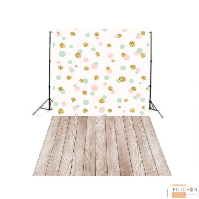 Вініловий фон Стіна Підлога Polka dot gold pink