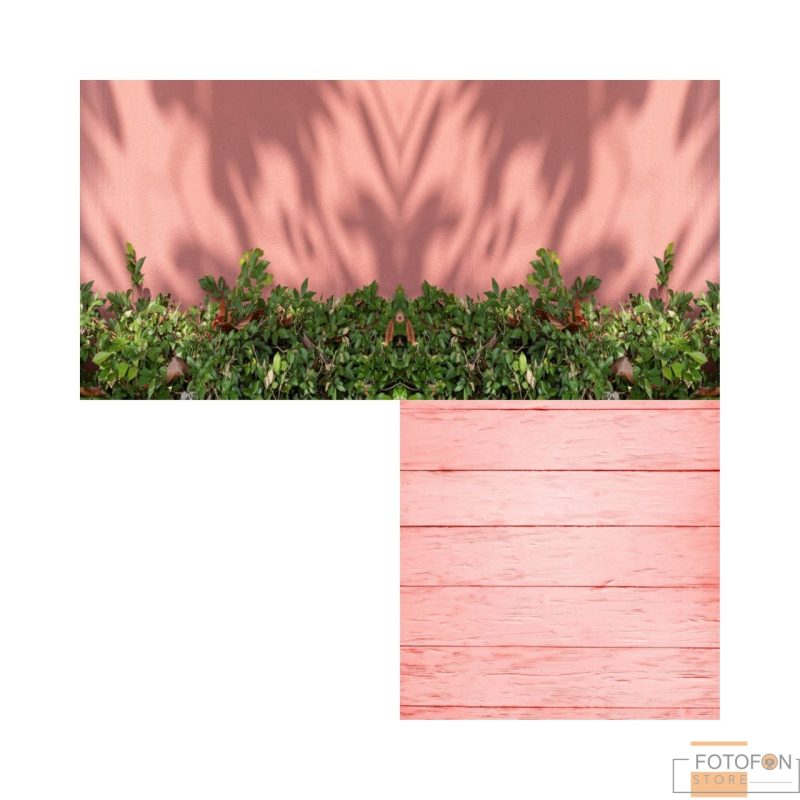 3D вініловий кутовий фотофон Garden on a pink wall background - Зображення 2