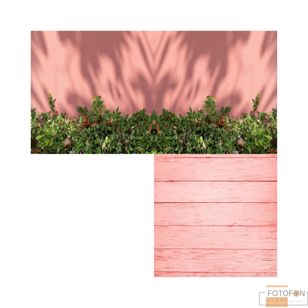 3D вініловий кутовий фотофон Garden on a pink wall background