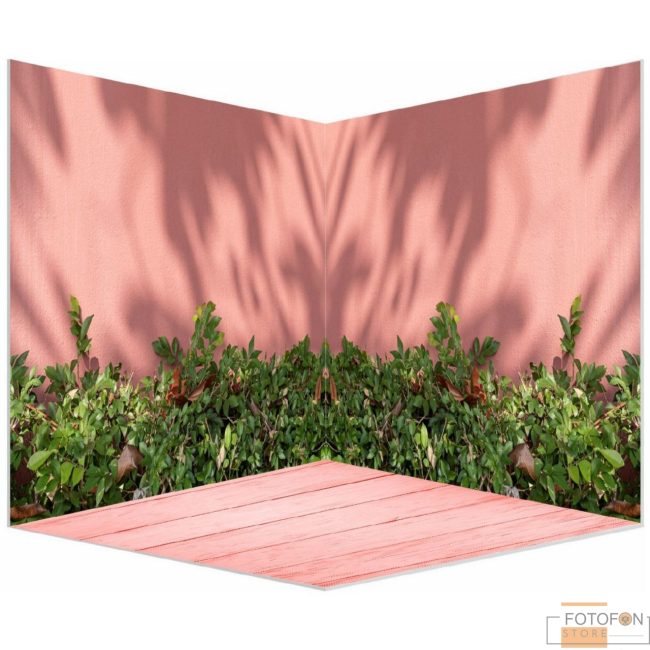 3D вініловий кутовий фотофон "Garden on a Pink Wall Background"