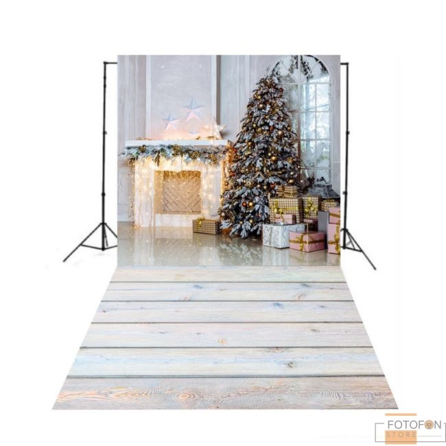 Вініловий фотофон стіна підлога Snowy Cottage Delight