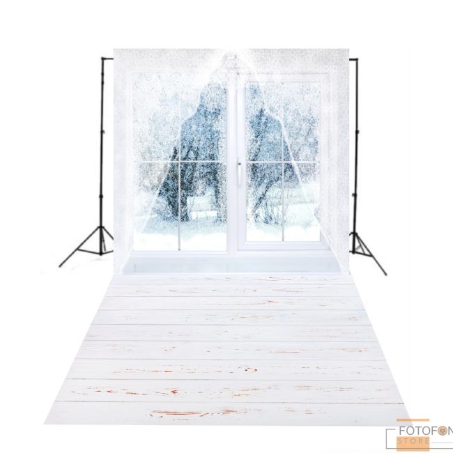 Вініловий фон Стіна Підлога "Зимовий пейзаж за вікном"