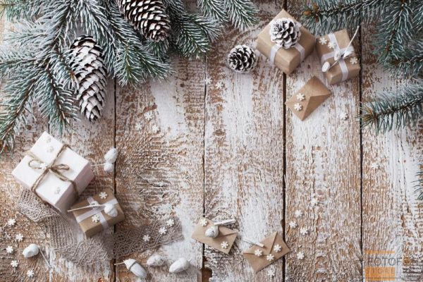 Вініловий фотофон для предметної зйомки Christmas gifts old white wooden - Image 2