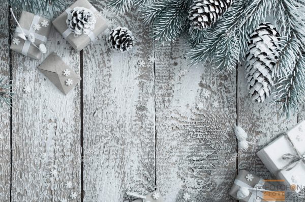 Вініловий фотофон для предметної зйомки Christmas gifts old grey wooden - Image 2