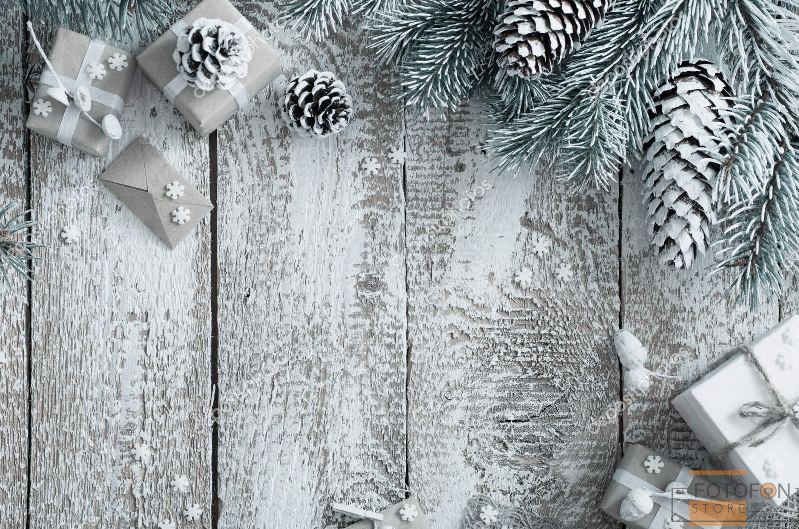 Вініловий фотофон для предметної зйомки Christmas gifts old grey wooden