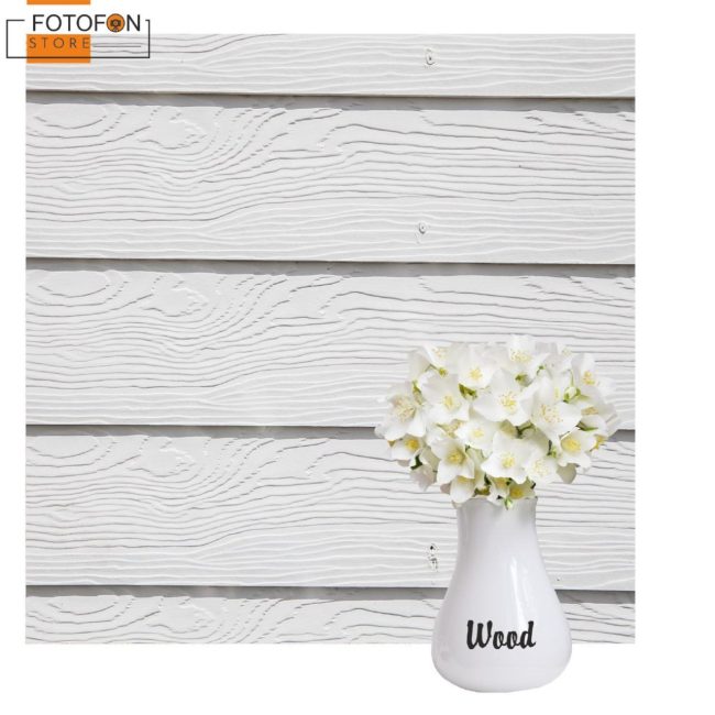 Вініловий фон для студійної фотозйомки White wood panel texture