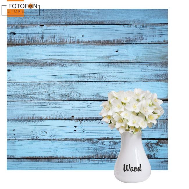 Вініловий фон для студійної фотозйомки Сині пофарбовані дерев'яні дошки