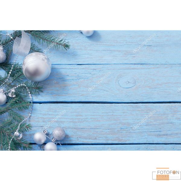 Вініловий фотофон для предметної зйомки Christmas decoration blue wooden background - Image 2