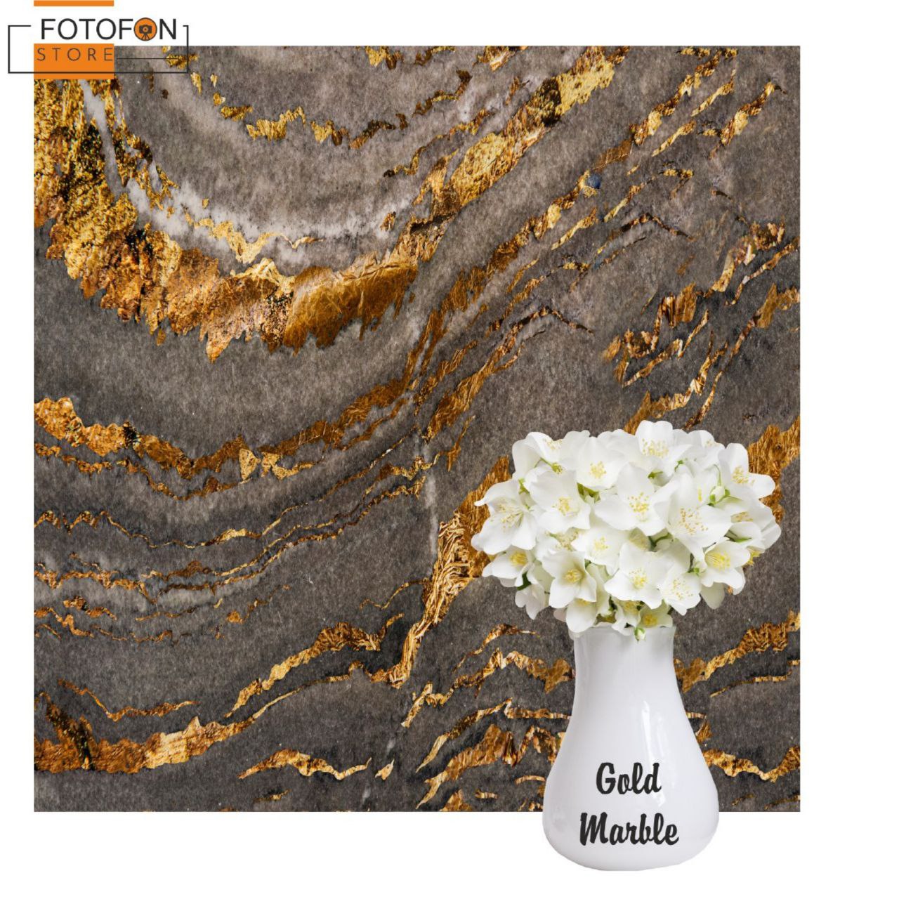 Фотофон, фон для фото вініловий студійний Gold Marble