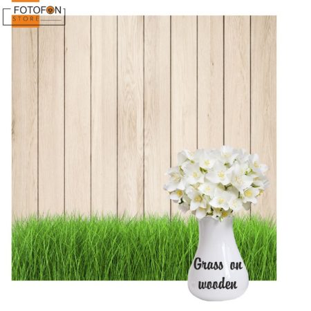 Вініловий фотофон для студійної фотозйомки Green grass on wooden