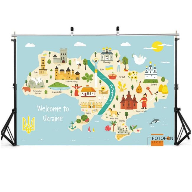 Український фотофон, фон для фото вініловий студійний Welcome to Ukraine