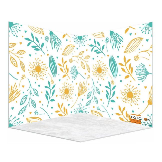 3D вініловий кутовий фотофон "Kids Floral"