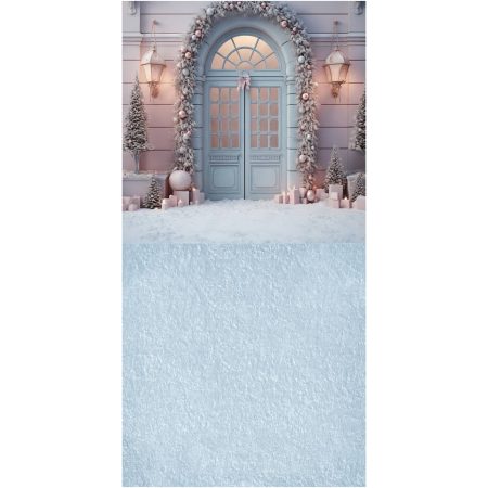 Фотофон вініловий Стіна Підлога "Christmas Blue Door"