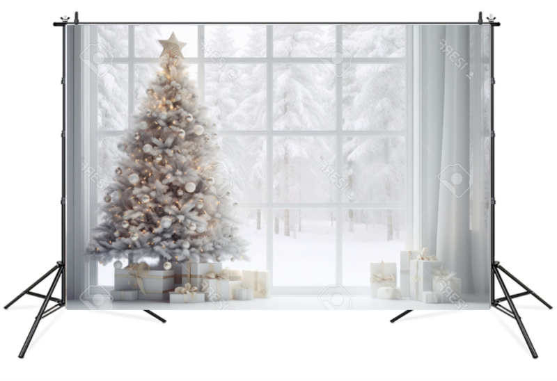 Вініловий фотофон "White Living Room with Christmas Tree and Winter"