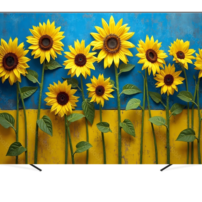 Вініловий фотофон «Ukrainian flag, blue and yellow sunflowers»