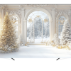 Вініловий фотофон "Велике різдвяне вікно з ялинками"
