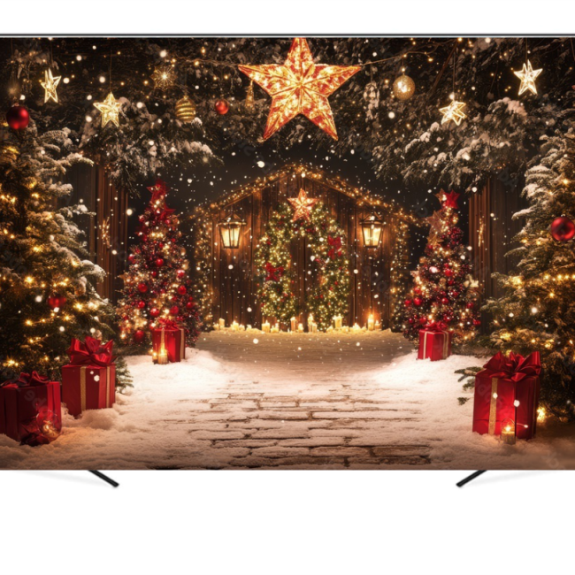 Вініловий фотофон ''Новорічний будиночок у лісі''