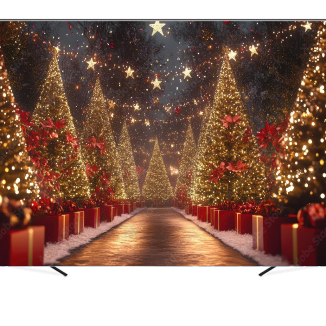 Вініловий фотофон ''Прикрашені новорічні ялинки''