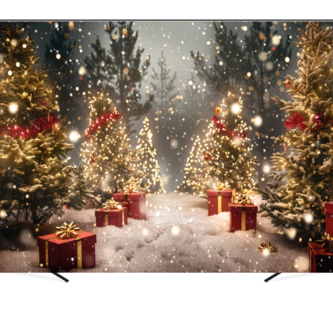 Вініловий фотофон ''Новорічні ялинки в засніженому лісі''