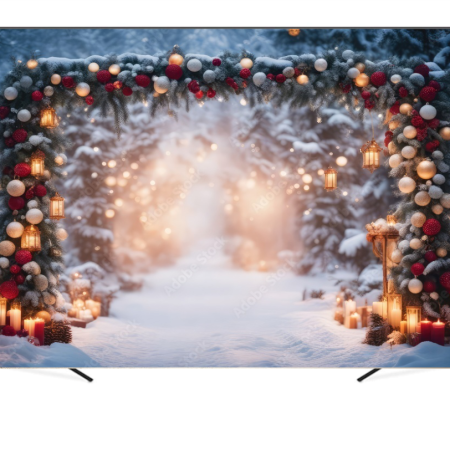 Вініловий фотофон ''New Year's forest decorated with lights and candles''
