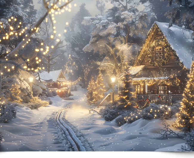 Вінілова фотозона “Beautiful Winter Homes”