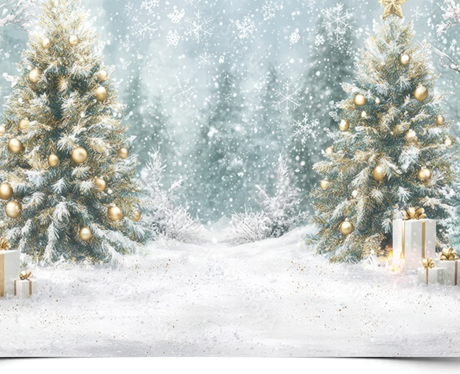 Вініловий фотофон Snowy Christmas Trees with Gifts