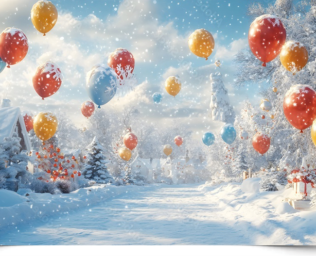Вініловий фотофон Colorful Christmas Balloons