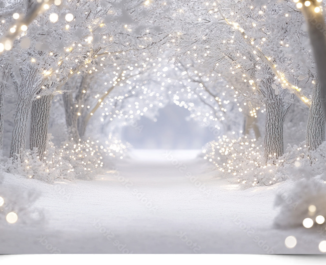 Вініловий фотофон Snowy forest with lights