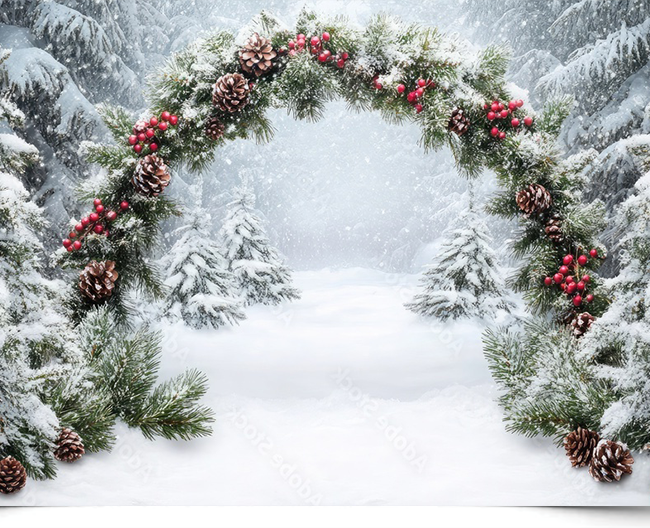 Вініловий фотофон Snowy Forest with Winter Arch