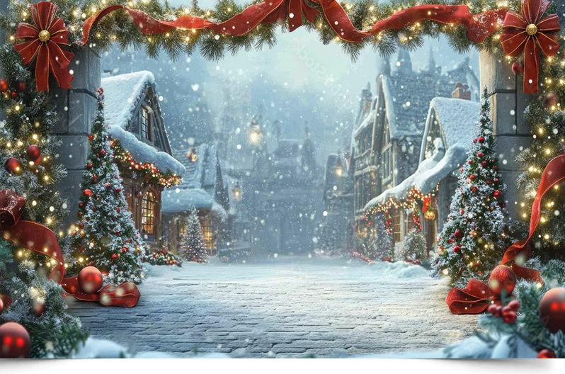 Вініловий фотофон Charming Cottages and Christmas Trees 1 Вініловий фотофон Charming Cottages and Christmas Trees