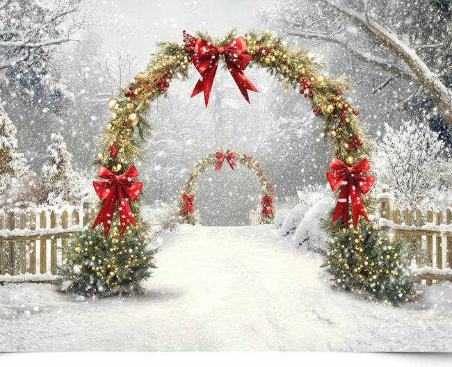 Вініловий фотофон Christmas Arches Decorated Lights in a Snowy Wonderland