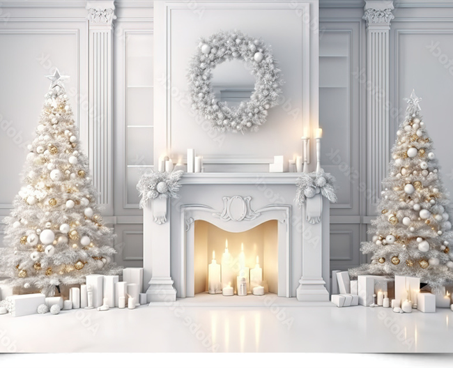 Вініловий фотофон Christmas Fireplace with Xmas Trees
