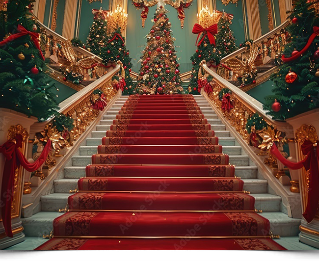 Вініловий фотофон “Festive Staircase with Christmas Trees”