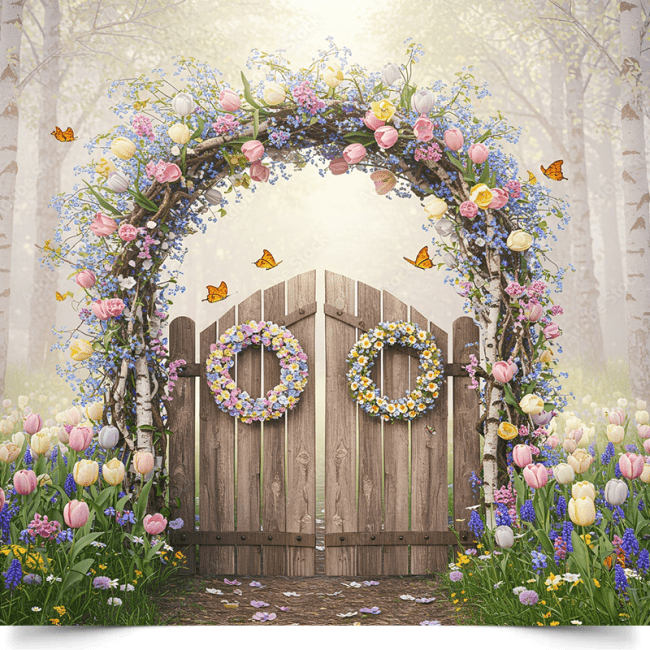 Вініловий фотофон «Великодня Арка: Квітучий Сад»
